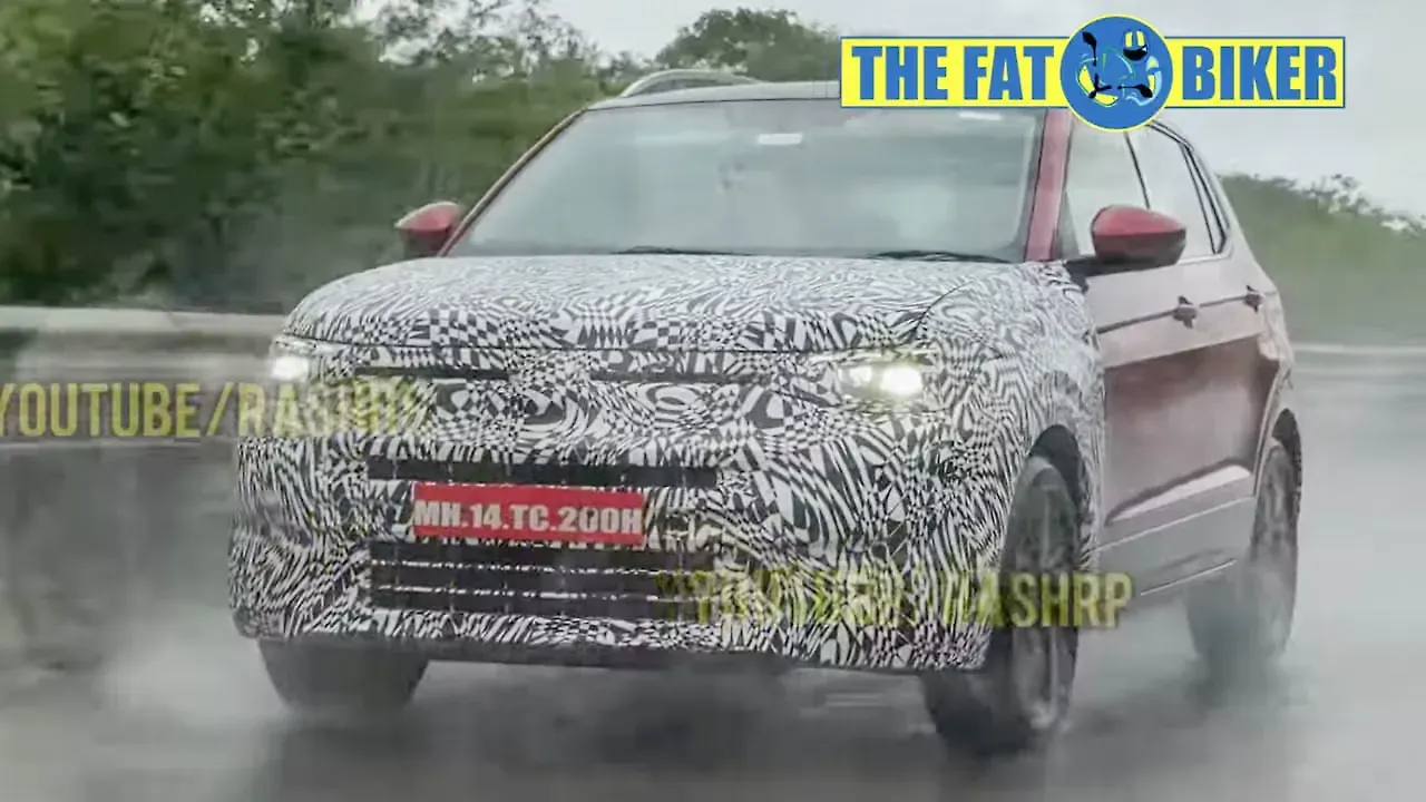 भारतीय सड़कों पर टेस्टिंग के दौरान एक कैमॉफ्लाज्ड Volkswagen Taigun facelift प्रोटोटाइप