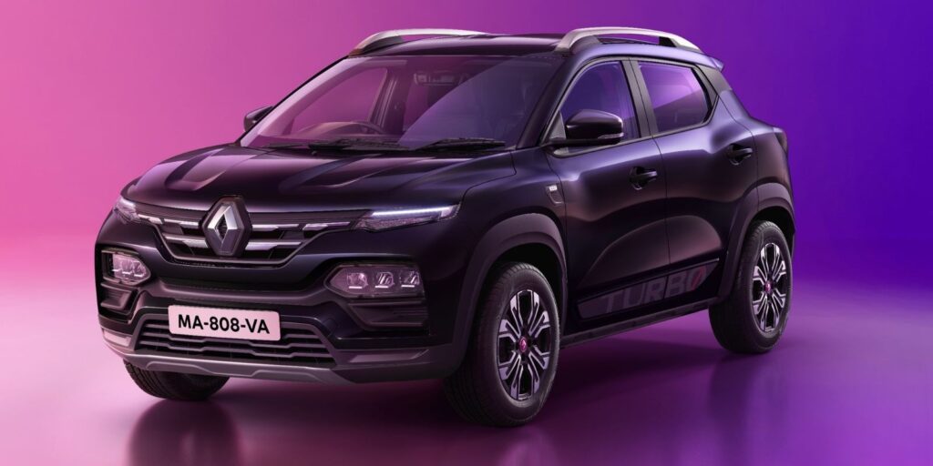 ग्रे कलर की Renault Kwid हैचबैक, जो "Renault Diwali Offer" में कम कीमत और आकर्षक छूट के साथ उपलब्ध है।